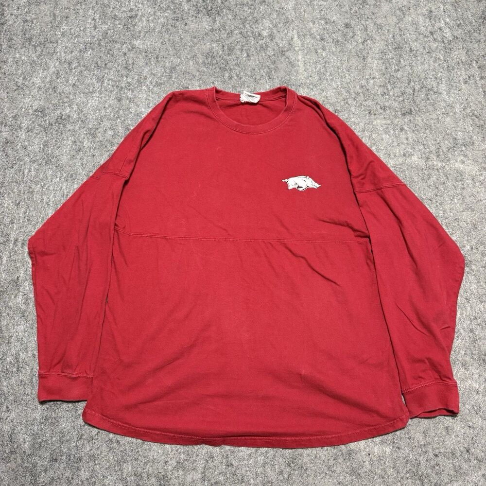 Pressbox Arkansas Razorbacks Shirt Medium M Long Sleeve 100% Cotton Red